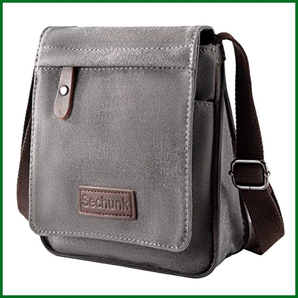 Vintage Canvas Messenger Crossbody Bag Adjustable Shoulder Strap - Picture 3 of 7